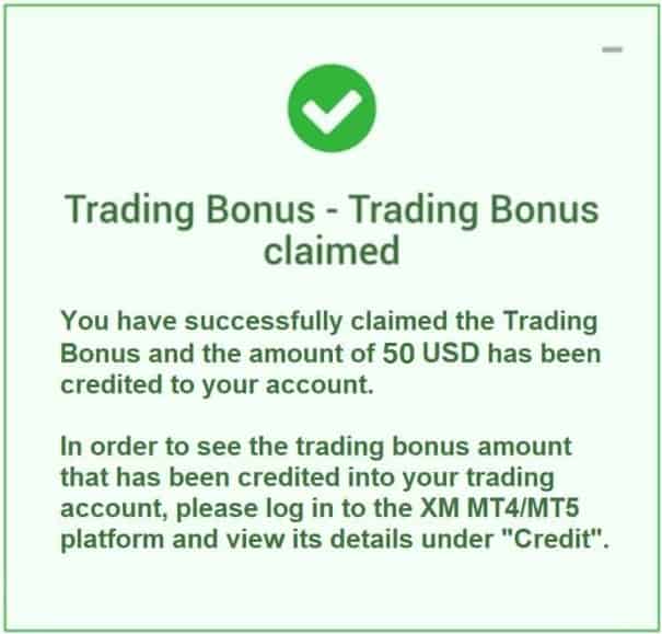 XM No Deposit Bonus $50 Claimed