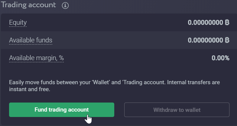 PrimeXBT Review Fund Trading Account Button