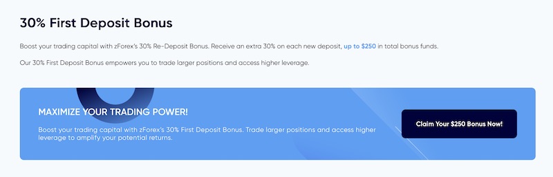 zForex ─ 30% First Deposit Bonu
