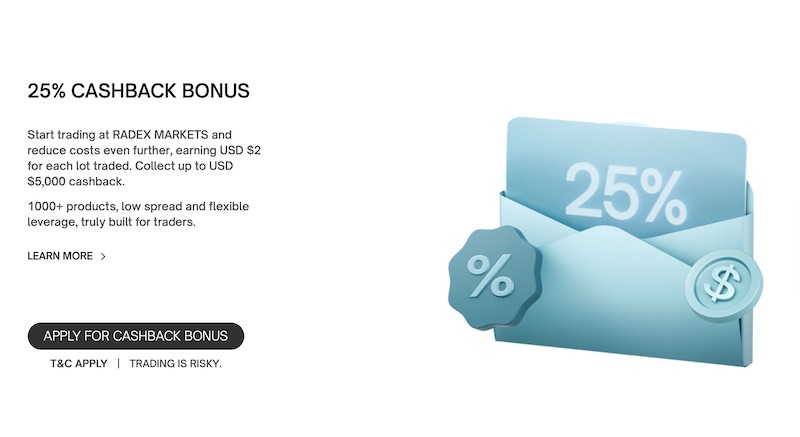 Radex Markets ─ 25% Cashback Bonus
