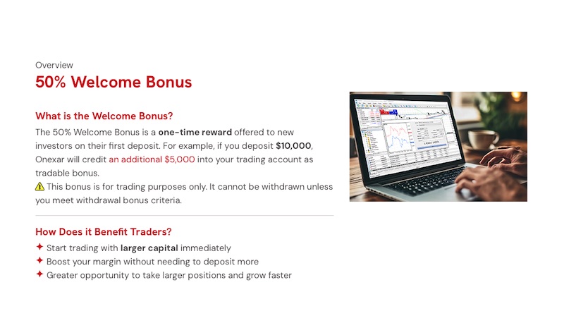 Onexar ─ 50% Welcome Bonus