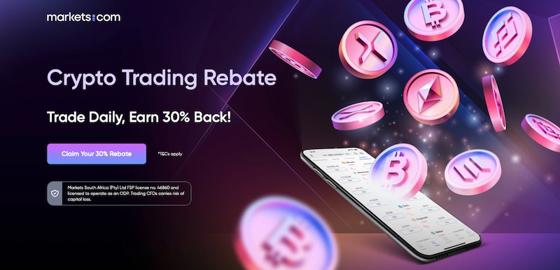 Markets.com Announces Exclusive August Crypto Trading Rebate — Earn 30% Spread Cashback on Daily Crypto Trades