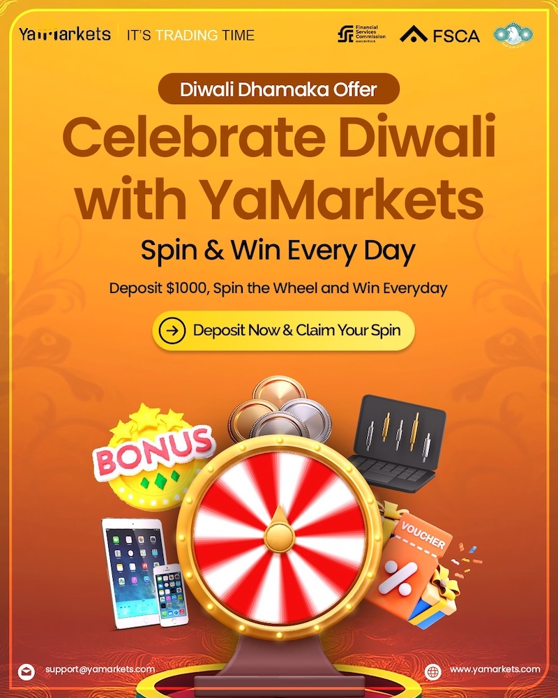 Celebrate Diwali with YaMarkets’ “Spin & Win” Bonanza – Guaranteed Prizes with Every $1000 Deposit