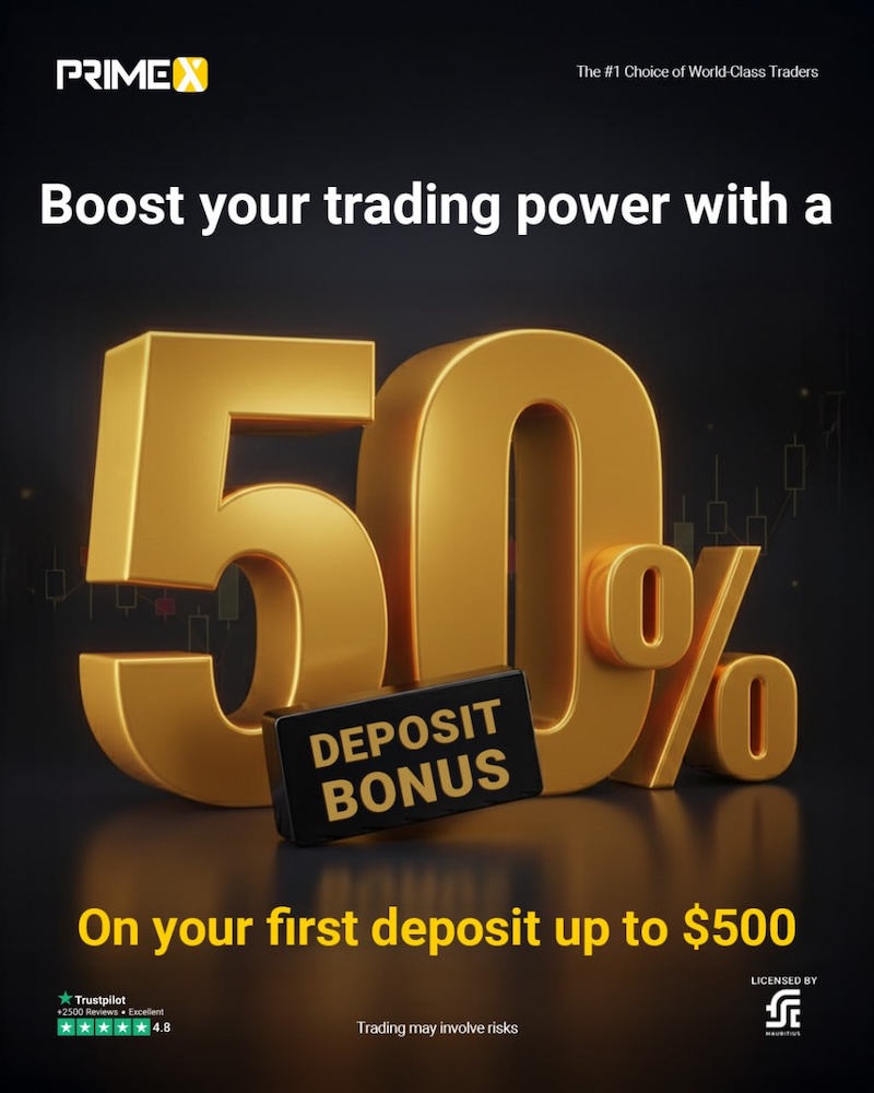 Boost Your Trading with PrimeX Capital’s 50% First Deposit Bonus up to $500