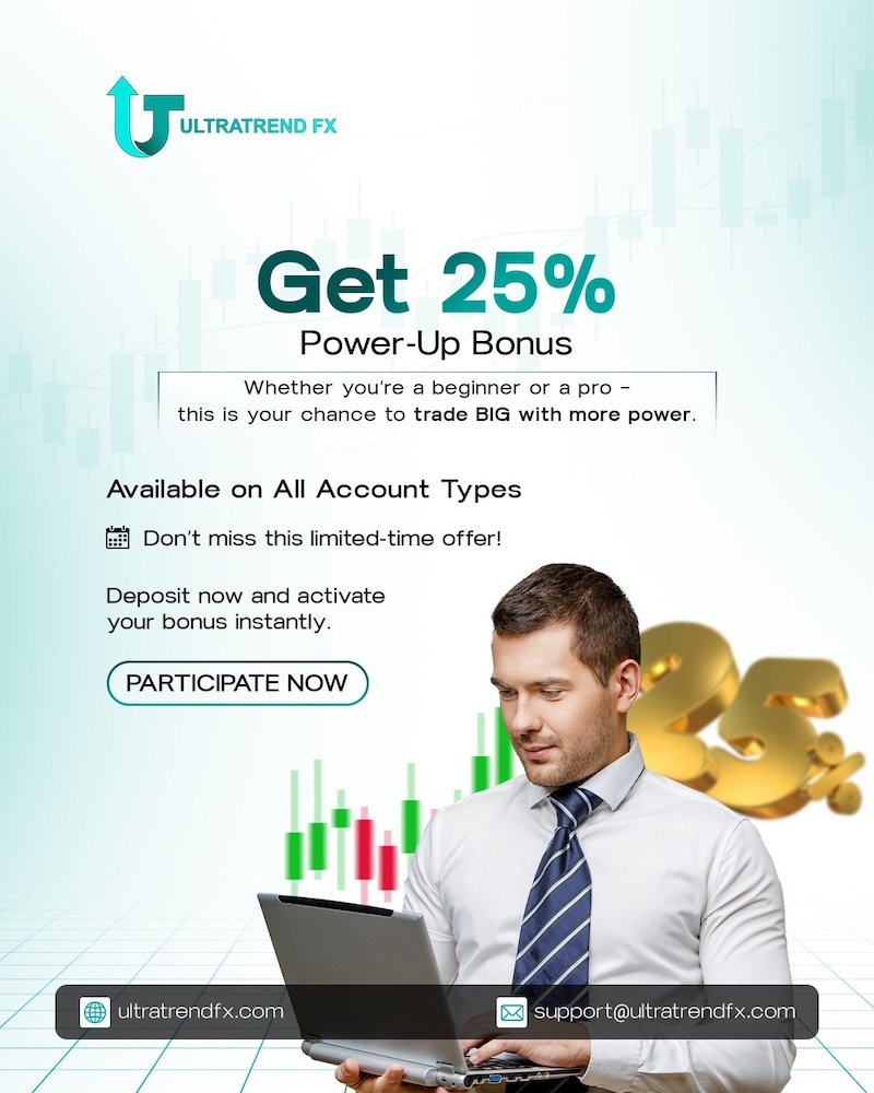 UltraTFX Introduces 25% Tradable Power Up Bonus on All Deposits, Enhancing Trading Power Up to $25,000