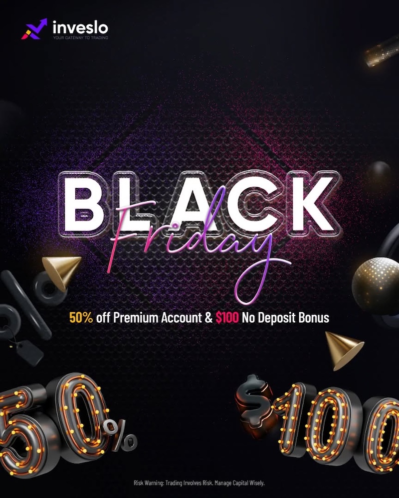 Inveslo No Deposit Bonus - $100 Black Friday