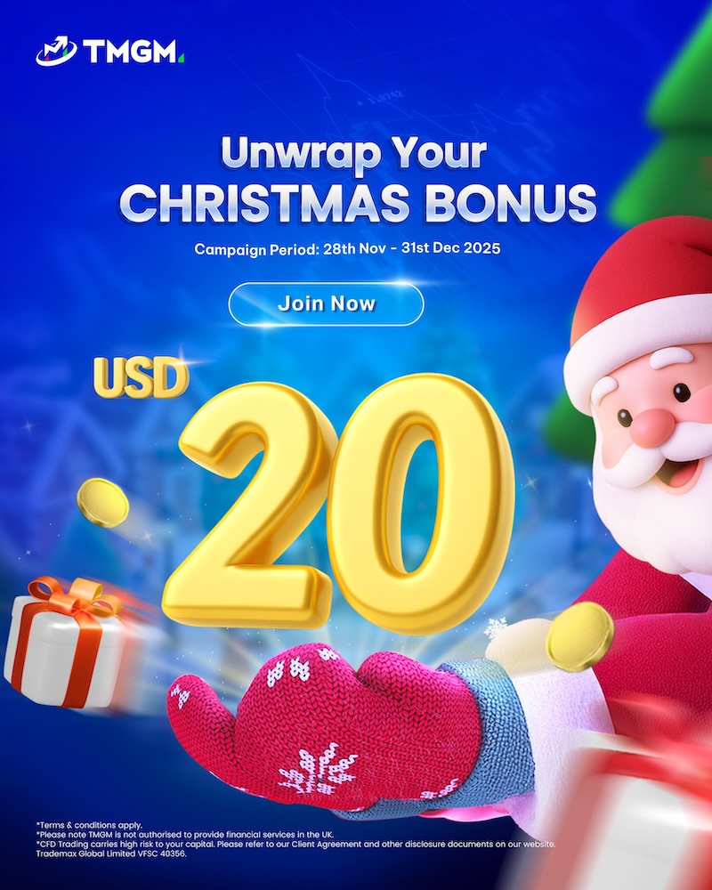 Celebrate Christmas with TMGM: Earn $20 Cashback for New Traders