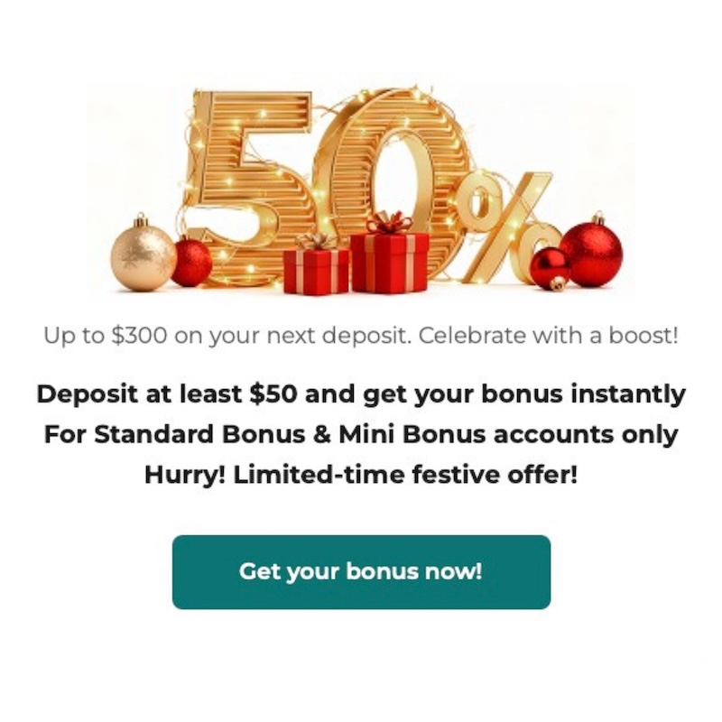 Boost Your Trading Power with FXGT’s 50% Festive Season Bonus – Up to $300