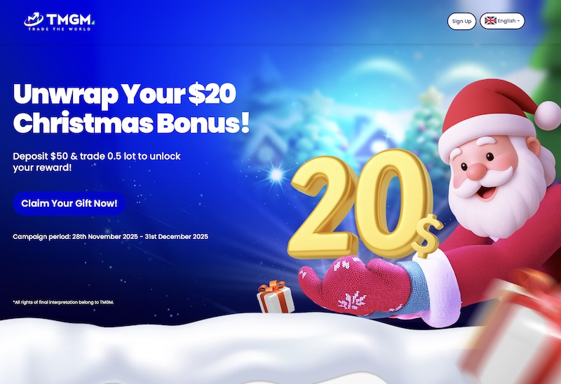 TMGM - $20 Christmas Bonus