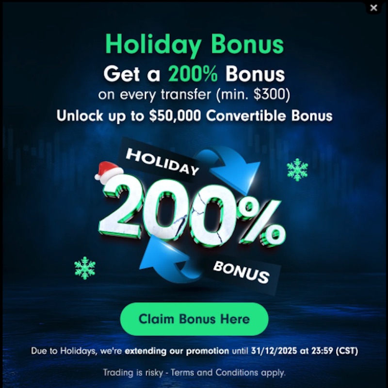 Traders Trust Extends 200% Holiday Trading Bonus Through December