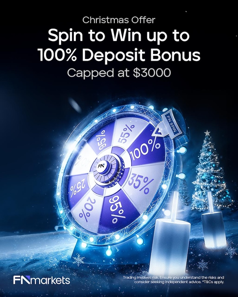 FNmarkets Christmas Wheel Bonus: Spin to Win Up to 100% Trading Credit Till December 31