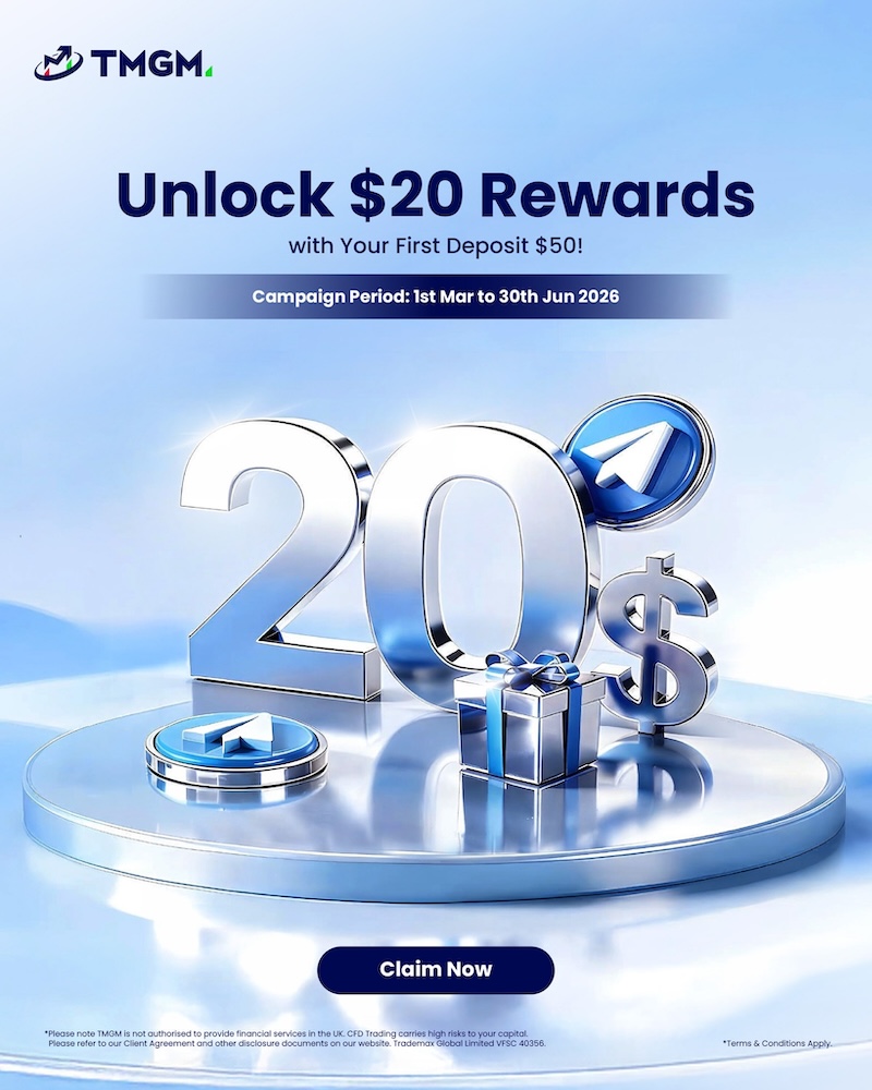 TMGM March 2026 $20 Welcome Cashback – Join Telegram & Trade to Earn