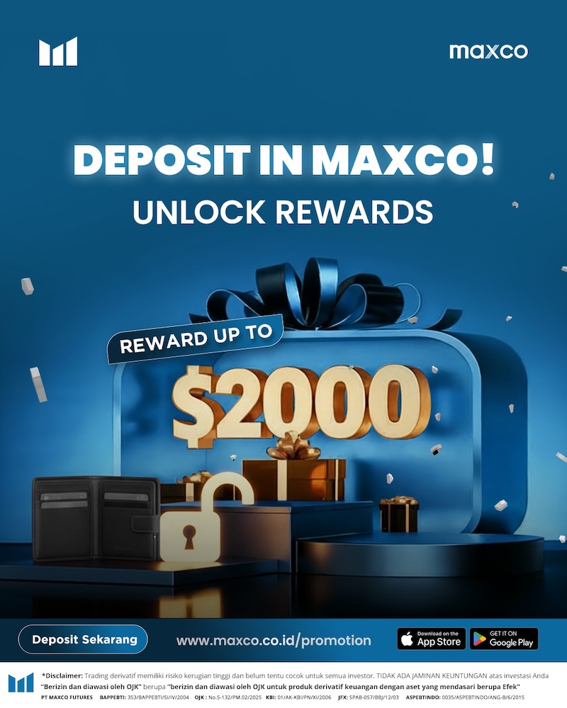 Unlock Maxco’s Secret Deposit Reward: Up to $2,000 + Rp100,000 per 5 Lots Traded