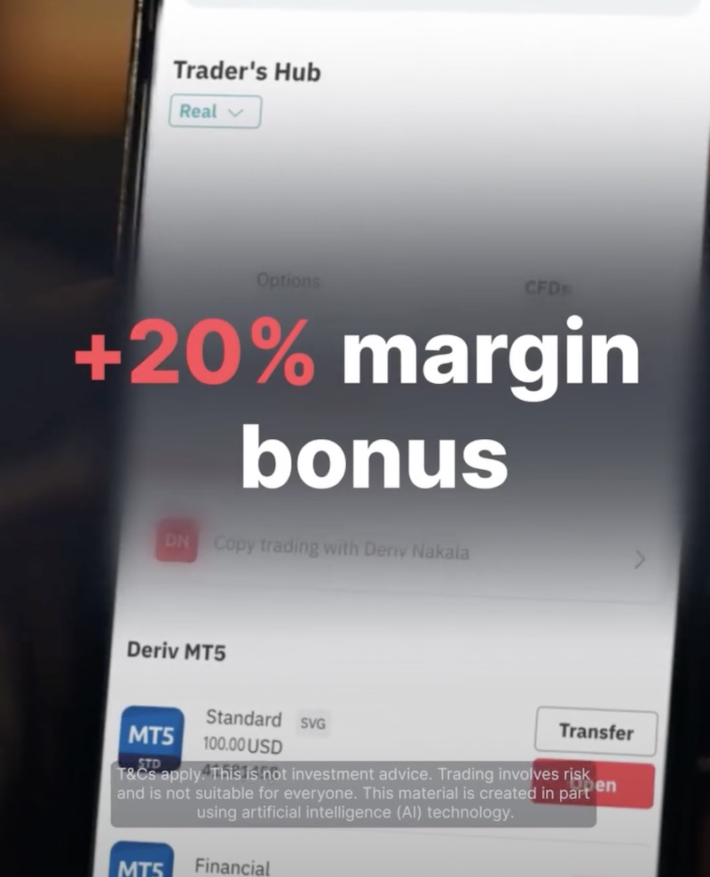 Deriv Rolls Out April 20% First Deposit Bonus with Up to $100 Extra Trading Margin