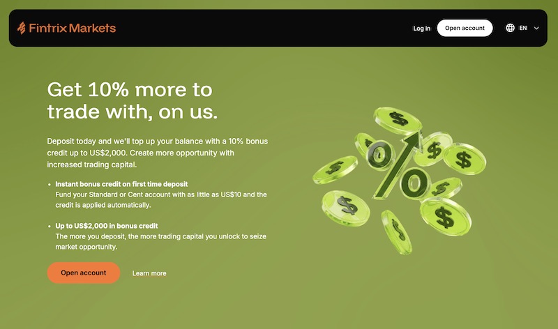 Fintrix Markets - 10% Deposit Bonus