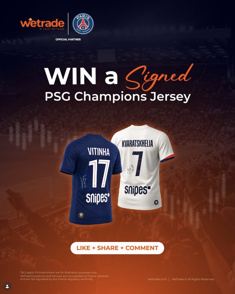 WeTrade Launches PSG Signed Jersey Giveaway with Four Official Champions Jerseys Up for Grabs