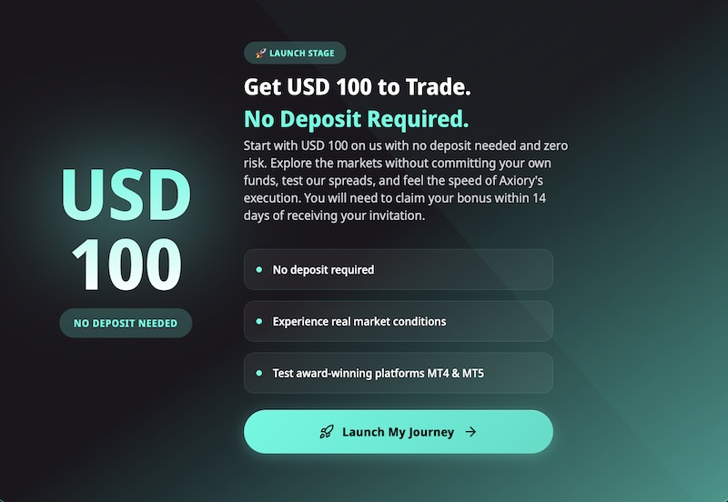 Axiory No Deposit Bonus - $100 Welcome Bonus