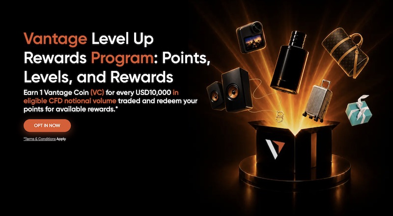 Vantage Level Up Rewards Program Introduces Tiered Benefits and Vantage Coin Redemption Opportunities for CFD Traders