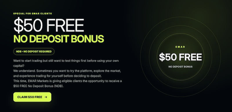EMAR Markets No Deposit Bonus - $50 Trading Bonus