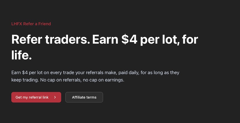 LHFX Refer-a-Friend Promotion Offers $25 Credit and $4 Per Lot for Referrers