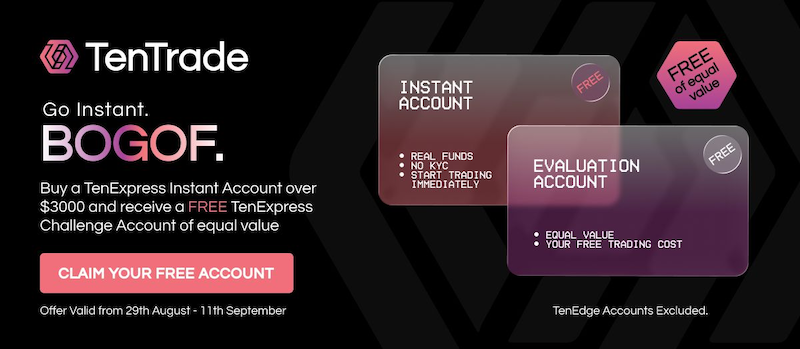 TenTrade Brings Back BOGOF Promotion With Free Evaluation Account for Instant Account Buyers
