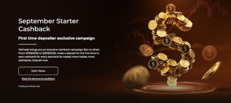 WeTrade September Starter Cashback Offers $1 Per Standard Lot to First-Time Depositors