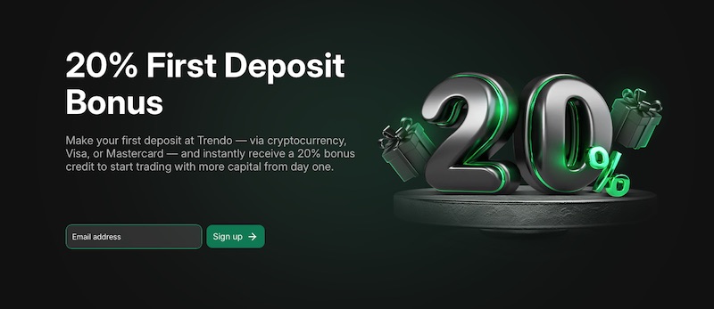 Trendo - 20% First Deposit Bonus