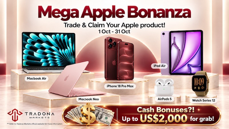 Tradona Markets Launches Mega Apple Bonanza With Apple Rewards and Cash Bonuses for October